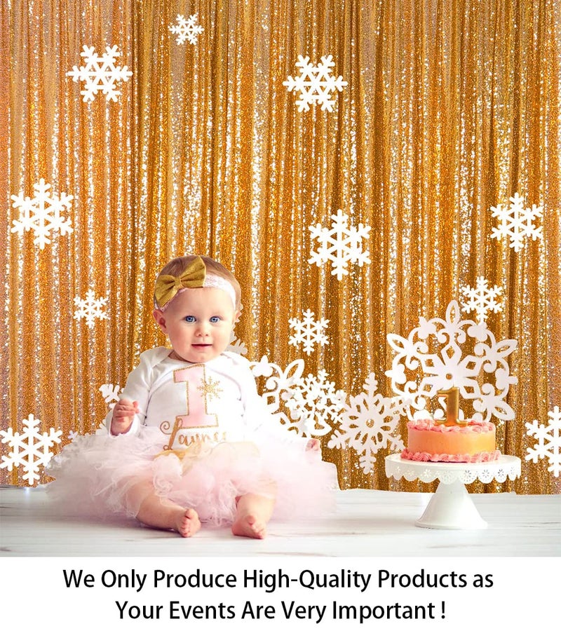 ShiDianYi Sequin Backdrop Curtain Gold 4FTX6FT Sequence Fabric Backdrops Studio Photo Booth Curtains Golden Sparkle Photography Background for Wedding Party Baby Shower Reception Supplies - Image 2
